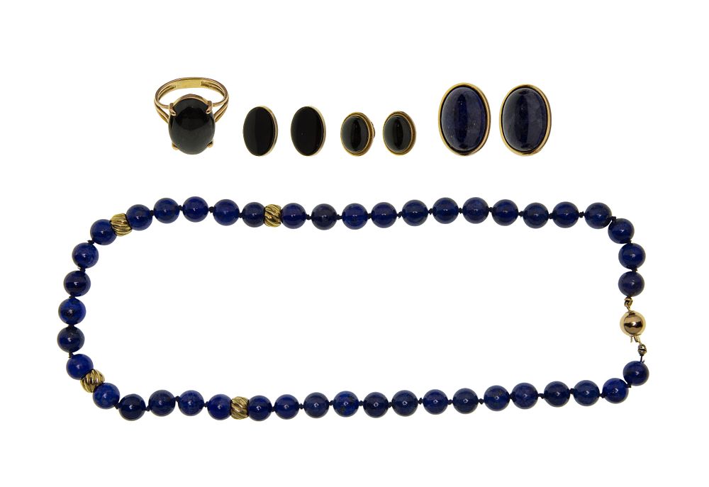 Lot 333: 14k Yellow Gold and Stone Jewelry Suite