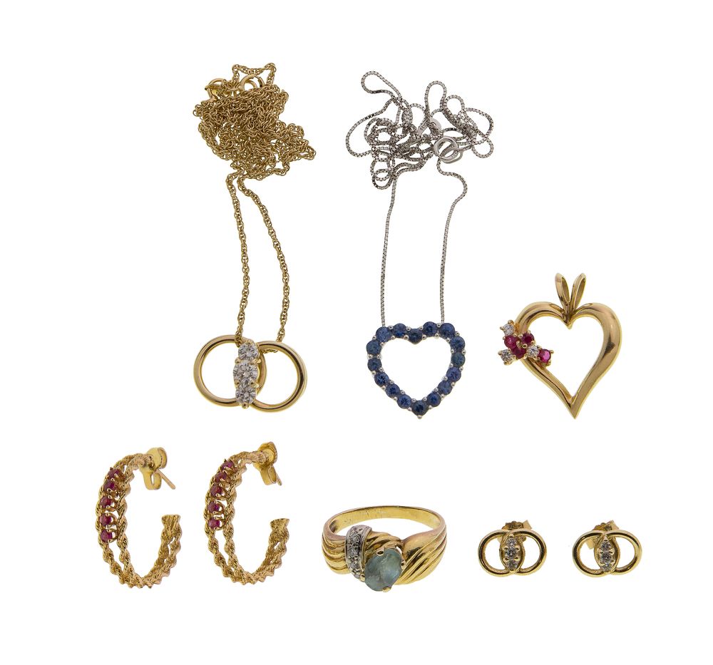 Lot 334: 14k Gold and Gemstone Jewelry Assortment