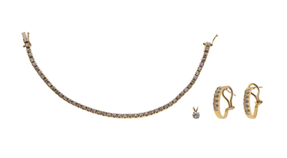 Lot 339: 14k Yellow Gold and Diamond Jewelry Suite