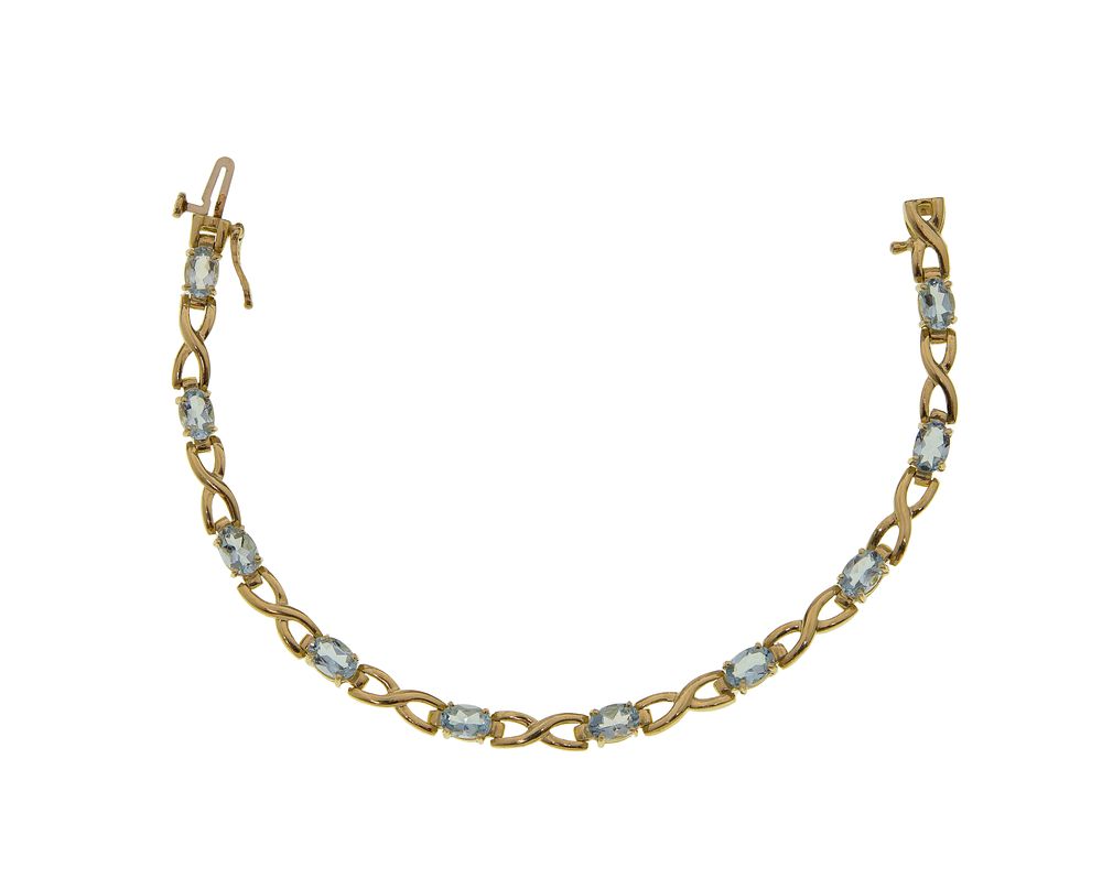 Lot 341: 14k Yellow Gold and Aquamarine Bracelet