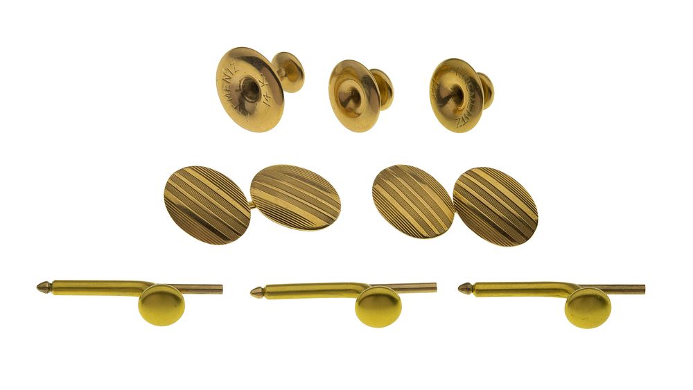 Lot 351: 14k Yellow Gold Jewelry Cufflink and Tuxedo Stud Assortment