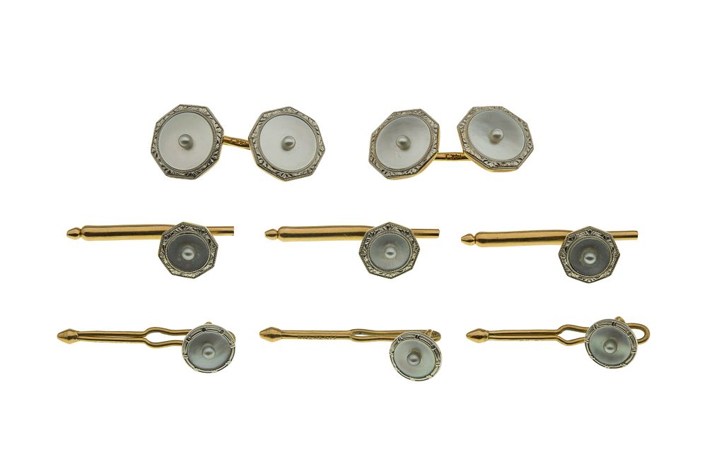 Lot 354: 14k Yellow Gold Cufflink and Tuxedo Stud Assortment