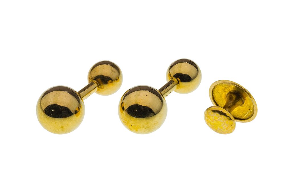 Lot 355: Cartier 14k Yellow Gold Barbell Cufflinks