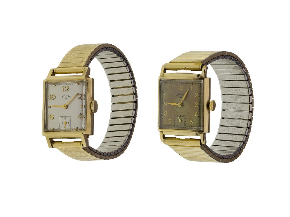 Lot 366: Lord Elgin 14k Yellow Gold Case Wristwatches