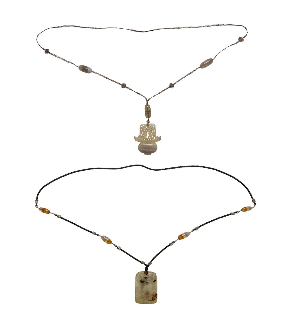 Lot 384: Jadeite and Nephrite Jade Necklaces