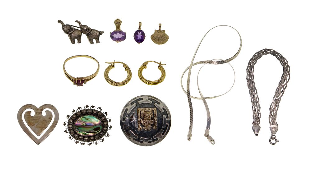 Lot 386: Gold and Sterling Silver Jewelry Assortment