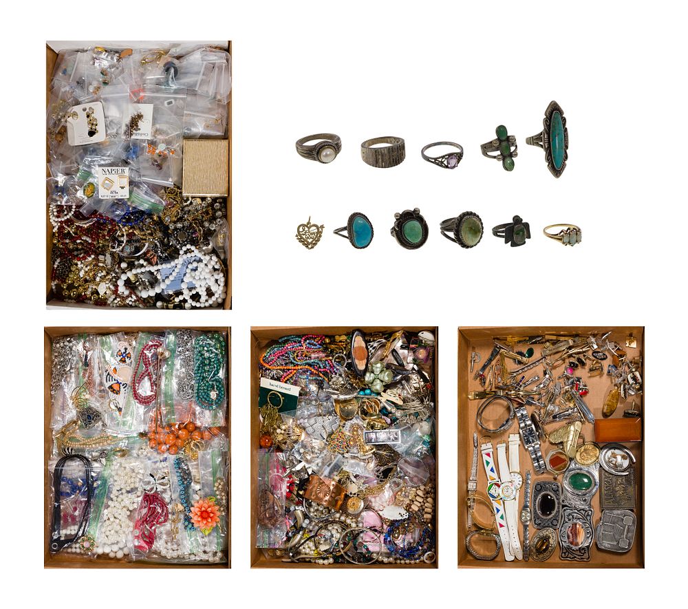 Lot 387: Gold, Sterling Silver and Costume Jewelry Assortment