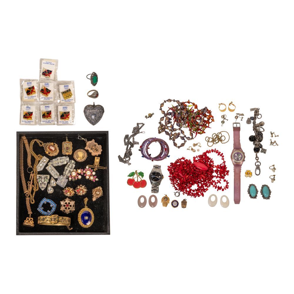 Lot 391: Sterling Silver, Victorian, Rhinestone and Costume Jewelry Assortment