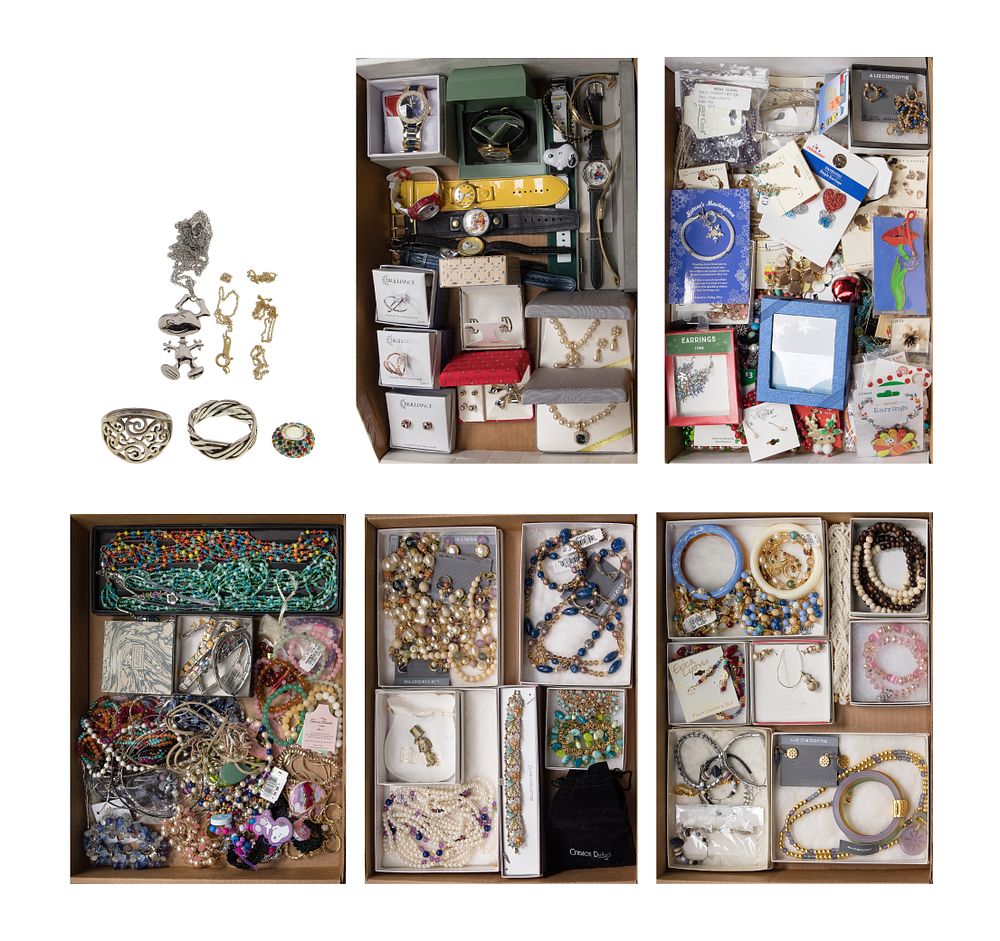 Lot 392: Gold, Sterling Silver, Designer and Fashion Jewelry and Wristwatch Assortment