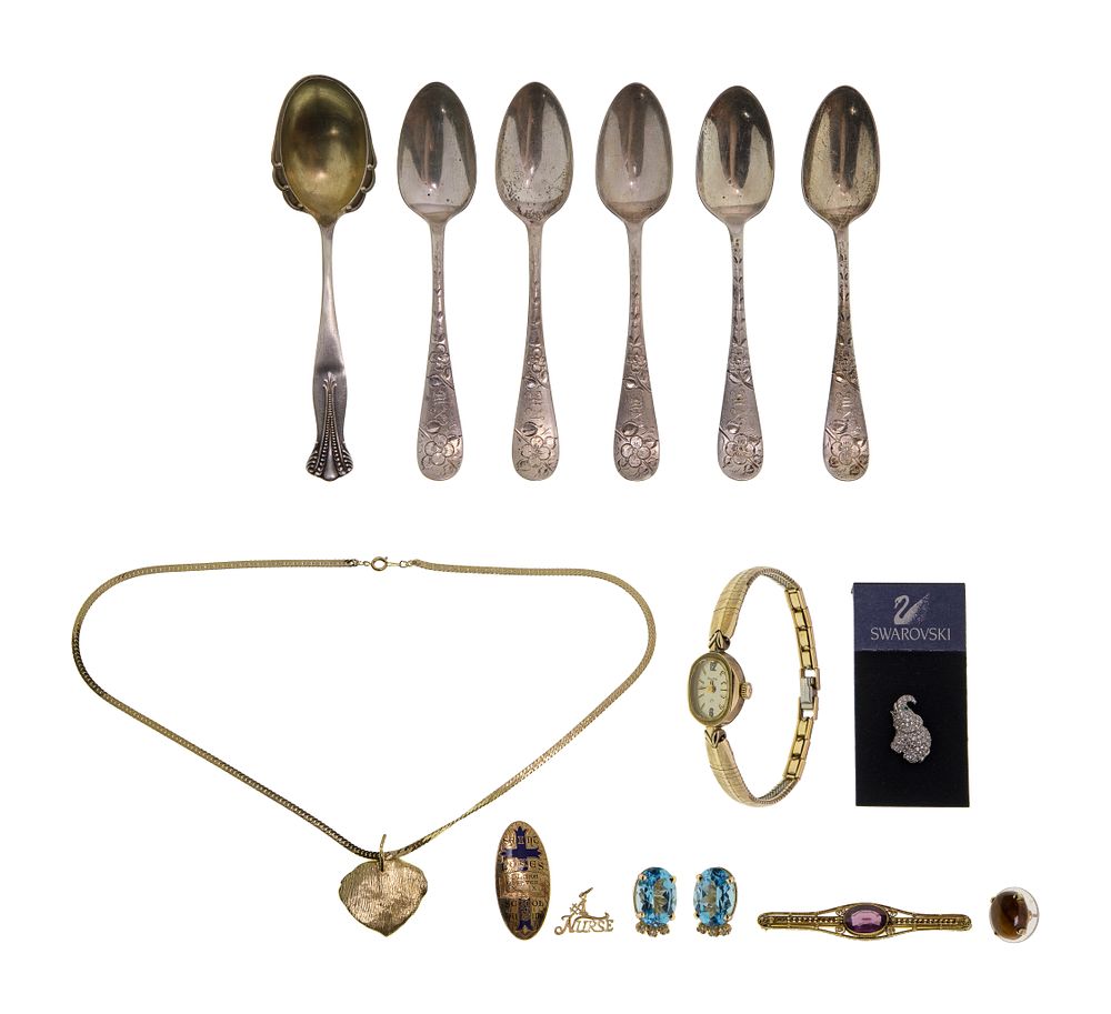 Lot 393: Gold, Sterling Silver and Costume Jewelry Assortment