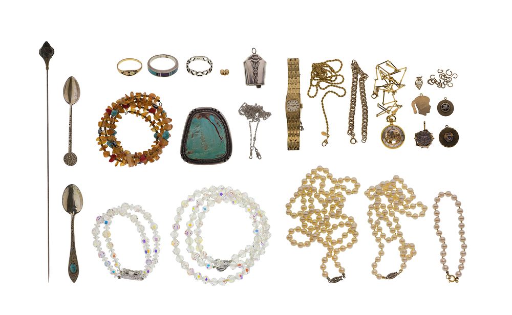 Lot 394: Gold, Silver and Costume Jewelry Assortment