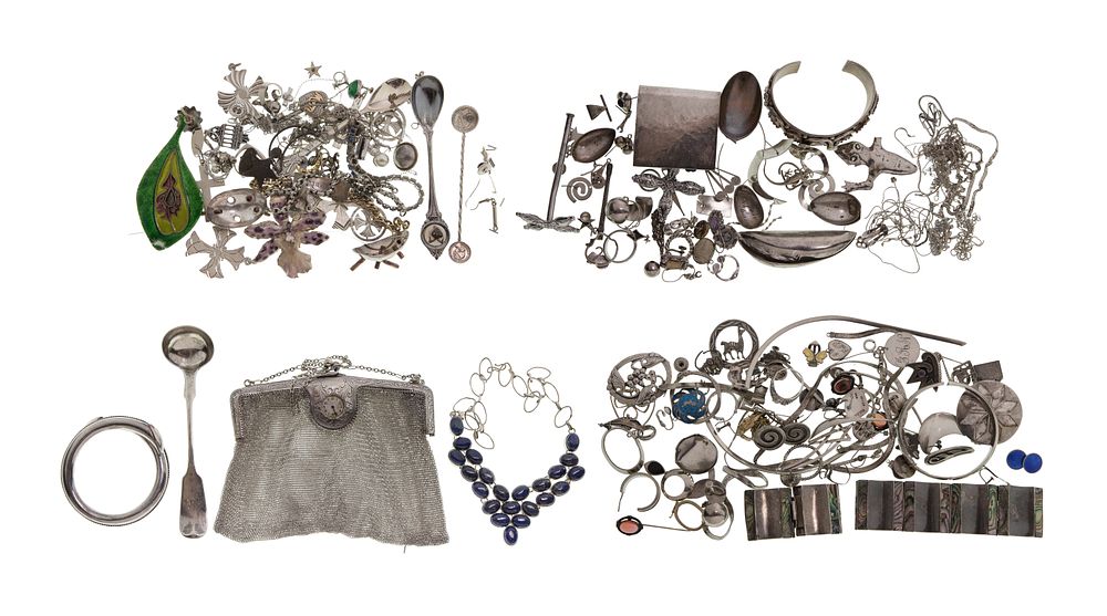 Lot 396: Sterling Silver Fragments and Costume Jewelry