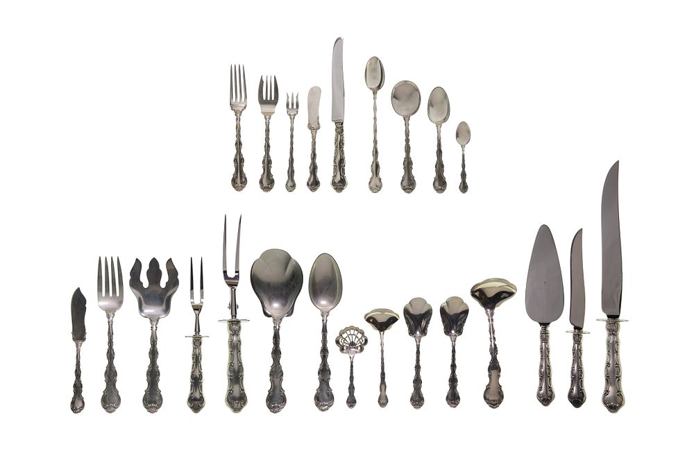 Lot 398: Gorham Strasbourg Sterling Silver Flatware Service