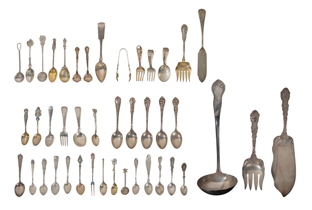 Lot 400: Sterling, Coin (900) and European (830, 800) Silver Utensil Assortment