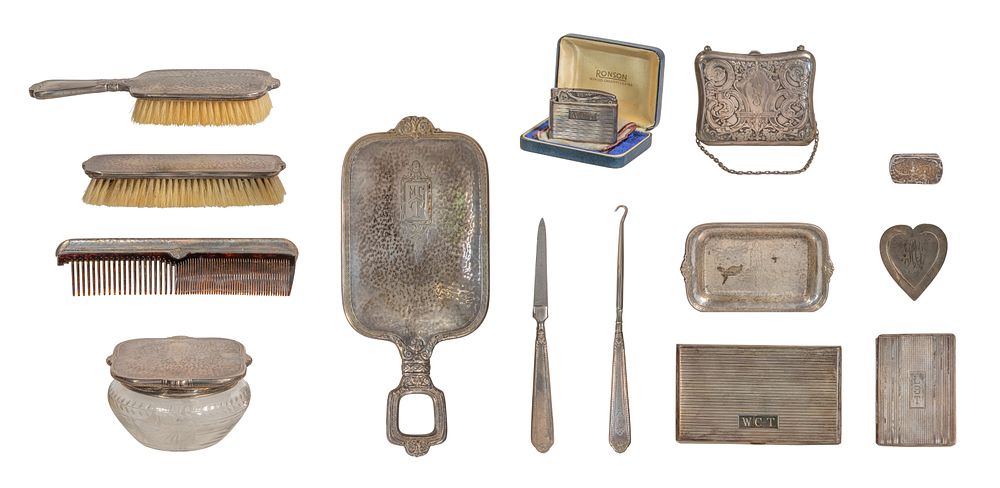 Lot 407: Sterling Silver Vanity Object Assortment