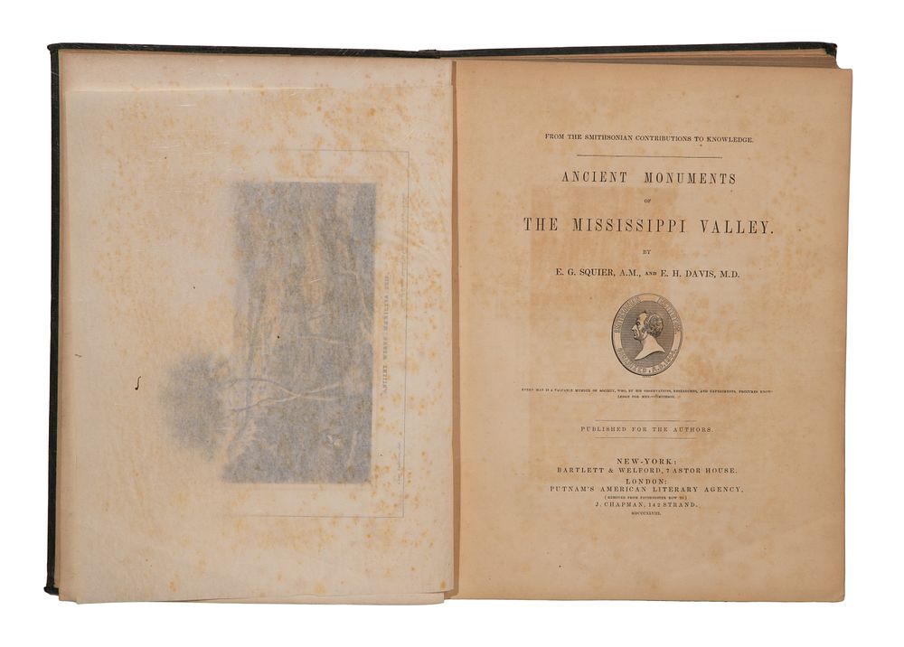 Lot 412: E. G. Squier and E. H. Davis 'Ancient Monuments of the Mississippi Valley' Author's Edition Book