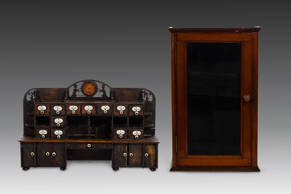 Lot 438: Diminutive Spice Rack and Cabinet