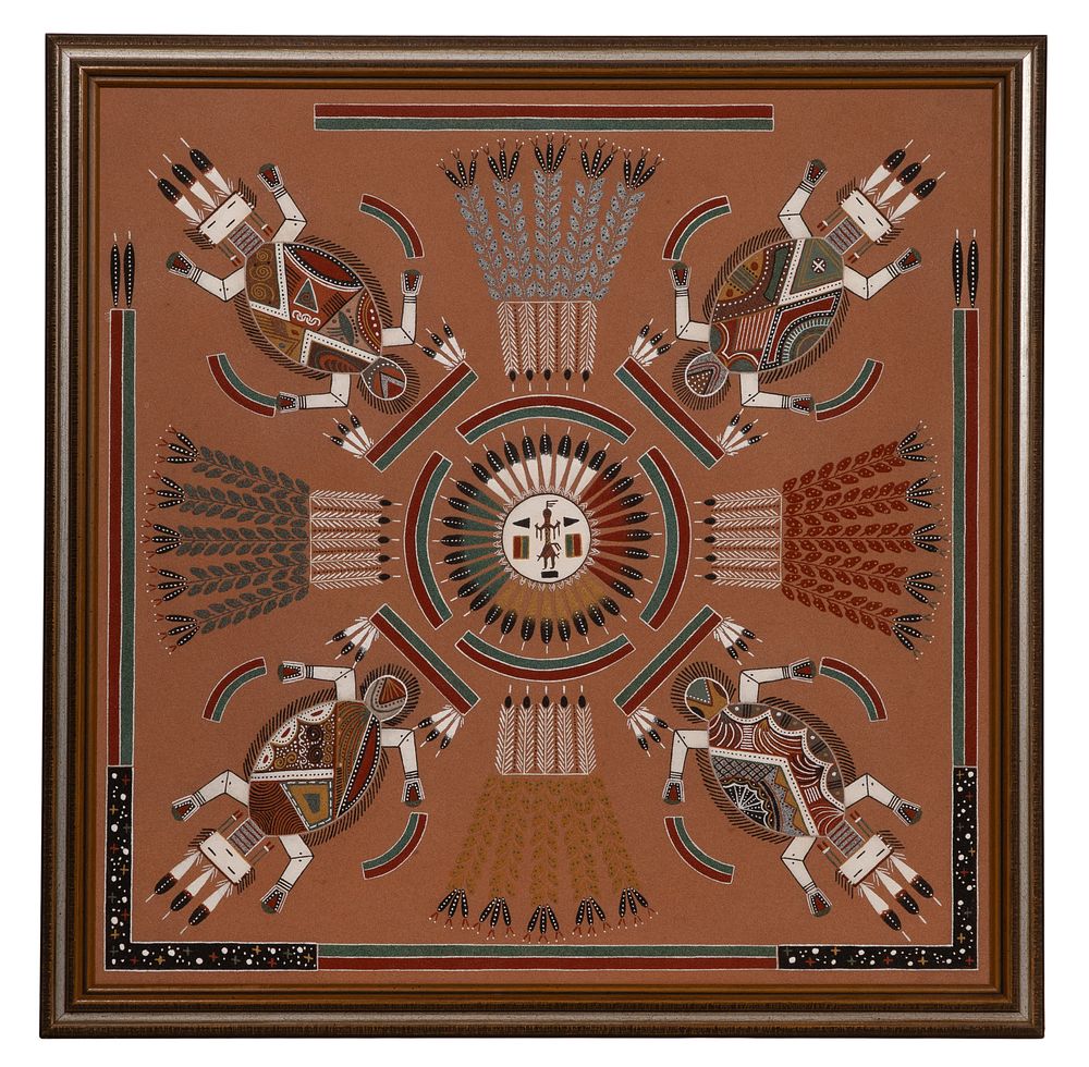Lot 445: Herbert Ben Sr. (American / Dine, b.1950) 'Water Creatures' Sand on Board