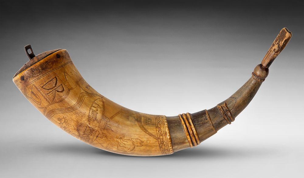 Lot 459: Scrimshaw Powder Horn