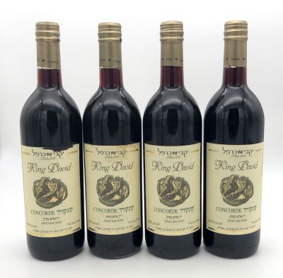 4 Bottles of Concorde King David Wine - Carmel. Israeli red sweet wine. Produced and bottled by 