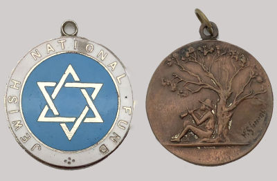 Collection of 2 Jewish National Fund Pendants. Collection of 2 Jewish National Fund pendants: A 