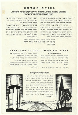 Illustrated Poster - Jewish National Fund - Wallish. The Redemption of the Land. Jewish National 