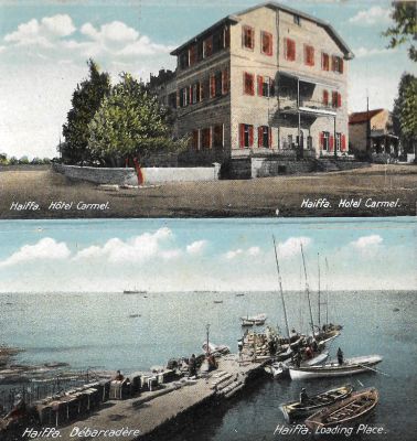 Folder with 18 views of Haifa. Folder including 18 printed cards with photo images of Haifa and 