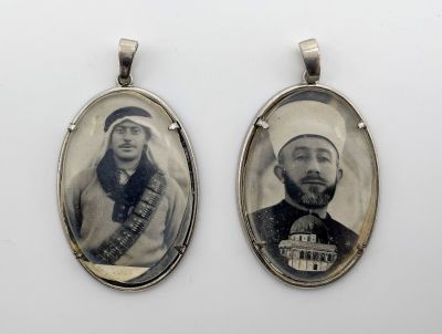 Pair of Photograph Lockets - Grand Mufti & Rebel Leader. Pair of Photo locket pendant depicting 