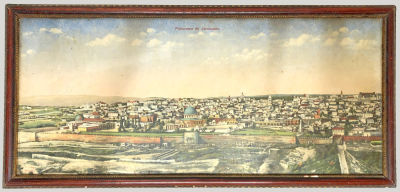 Panorama View of Jerusalem - L. Ferid - 19th Century. Panoramic view of Jerusalem, with the old 