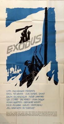 Large Poster of the Cinema Movie Exodus - 1960. Advertisement poster for the cinema movie Exodos 