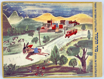 Donkey Mor - Hebrew Children's Book - 1951. Ruth Schloss illustrated the journeys of the donkey 