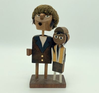 Bar Mitzvah - Wooden Doll - Frank Meisler. Bar Mitzvah boy by his father. Decorative doll made 