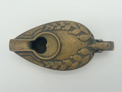 Decorated Oil Lamp - Pal Bell, Israel. Oil lamp. Apparently Brass. Made by Pal Bell Israel. 