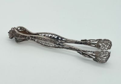 Filigree Silver Sugar Tongs - Bezalel, Jerusalem. Filigree silver sugar tongs. Marked: Bezalel 