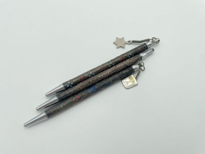 3 Silver Pens - Bezalel, Jerusalem. Collection of three pens. Silver. Marked: Bezalel work 