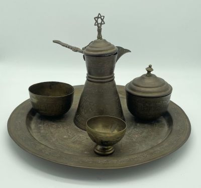 Souvenir of Jerusalem - Set of Dishes. Souvenir from Jerusalem, including a tray, jug, box and 