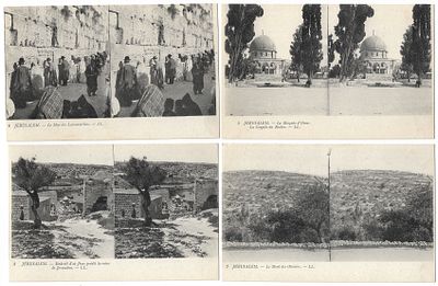 Set of 24 Stereoscopic Postcards of Palestine. 24 postcards, showing stereoscopic photo images 