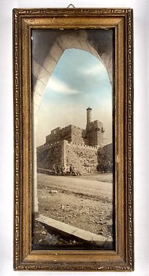 Hand Tinted Photo - Tower of David - American Colony. Photo depicting the Tower of David in 