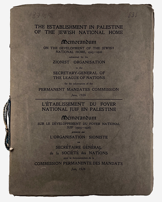 National Home for the Jews in Palestine - 1926. The Establishment in Palestine of the Jewish 
