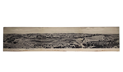 Fold-out Postcard - Panorama of Jerusalem - Vester. Postcard with a Panoramic View of Jerusalem. 