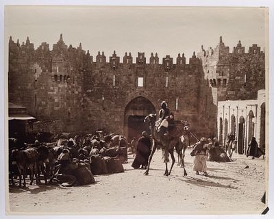 Photo - Damascus Gate, Jerusalem - 19th Century. Photograph Depicting the Damascus Gate in 
