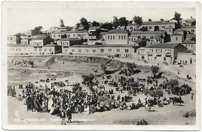 גלויה - המושבה היהודית מונטיפיורי - ירושלים. גלויה עם מראה שכונת משכנות שאננים - המושבה היהודית 