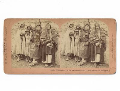 Western Wall, Jerusalem - Stereoscope Photo. Stereoscopic photograph of worshippers at the 