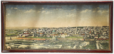 Panorama View of Jerusalem - L. Ferid - 19th Century. Panoramic view of Jerusalem, with the old 