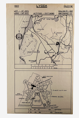 Illustrated Map - Lydda Airport - Palestine, 1937. Detailed Illustrated Map of Lydda Airport. 