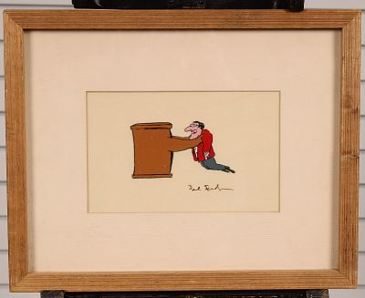 Paul Fierlinger, The Habit, Animation Art Cel. Size: frame 12"H x 15"W sight 5"H x 8"W 