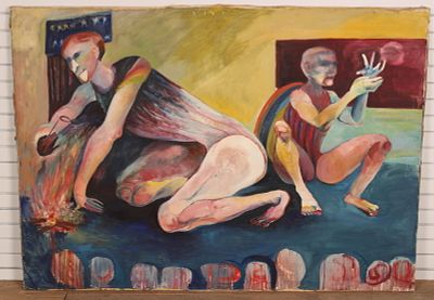 PAFA , Abstract Surrealism Composition. Christine McGinnis (20th C, Pennsylvania) Pennsylvania 