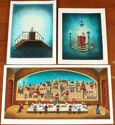 3pc Judaica Prints - Peter Ottavio Gandolfi. Signed Peter'G Size: Largest: 13" H x 24.5" W 