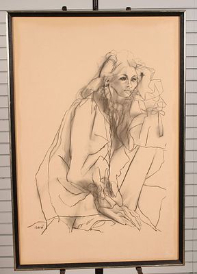 Mid 20th C Figural Portrait, Lithograph. Size: 37.25"H x 25.25"W Condition: Shipping: There are 
