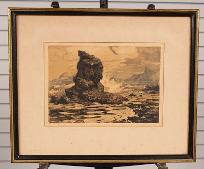 Charles Oswald, Praia Icarai, Engraving. Size: frame 14.75"H x 18"W sight 8"H x 11.5"W 